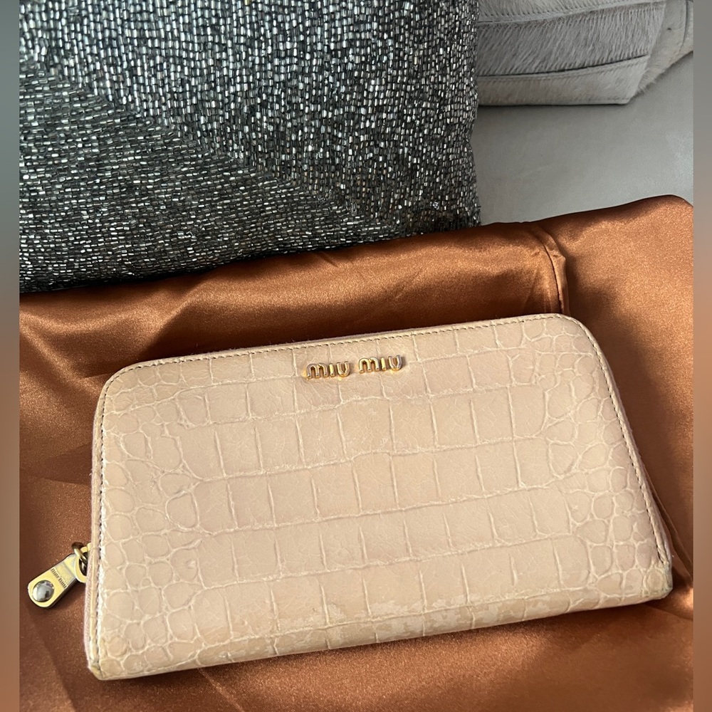 Miu Miu Croc Embossed Leather Zip Around Wallet ♥️